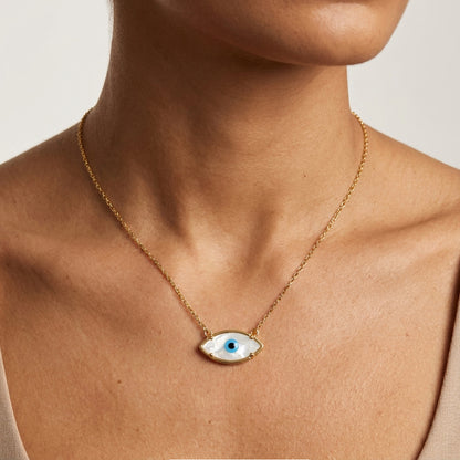 Mother of Pearl Evil Eye Necklace Turkish Nazar Necklace