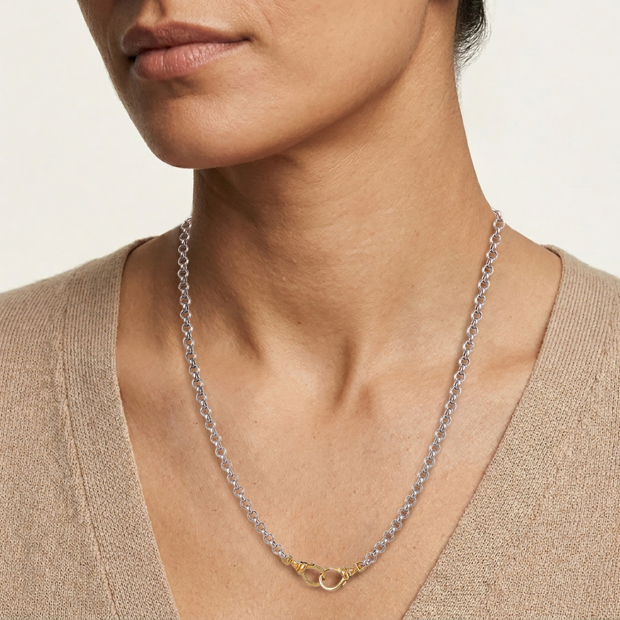 Two Tone Cable Link Chain Necklace
