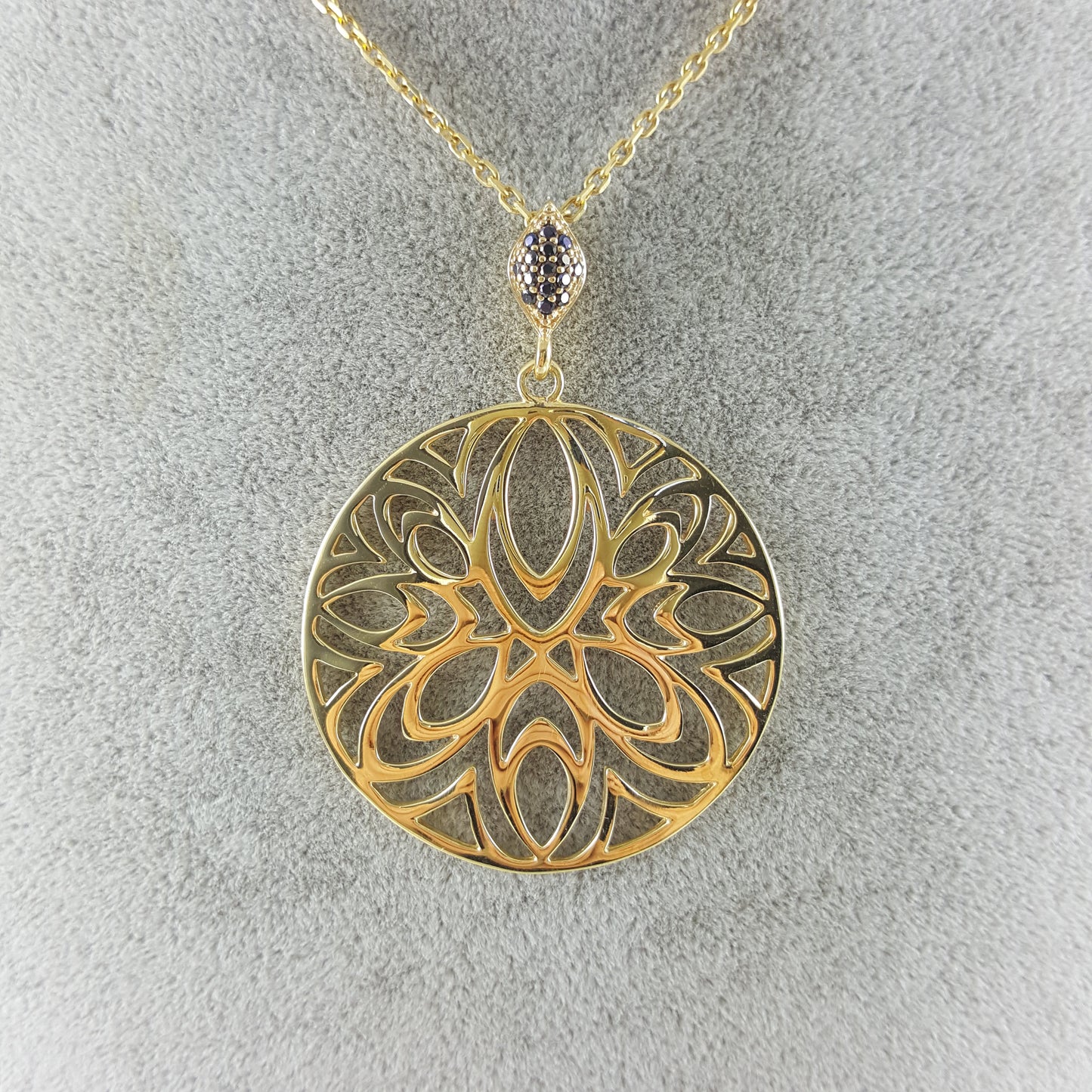 Scrollwork Flower in 2" Circle Pendant