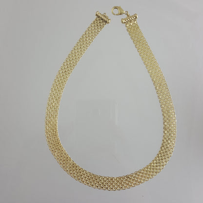 Wide Bismark Choker Necklace with Diamond-Cut Links and Cable End Caps – 16 In+2in. - 6 row - TurkishBling