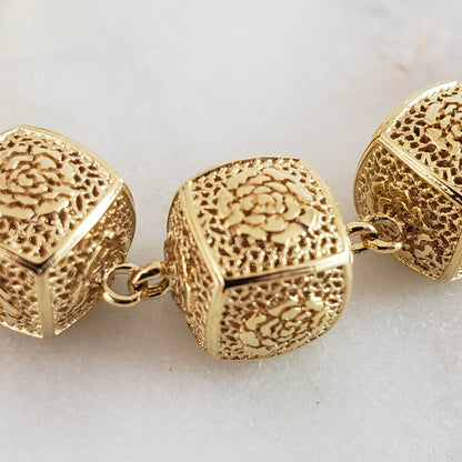 Stylish Rose Engraved Filigree Dice Slide Adjustable BOLO bracelet - TurkishBling