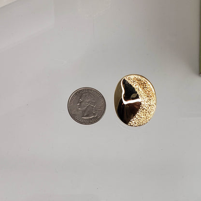 Oval Textured Gold Stud Earrings - TurkishBling