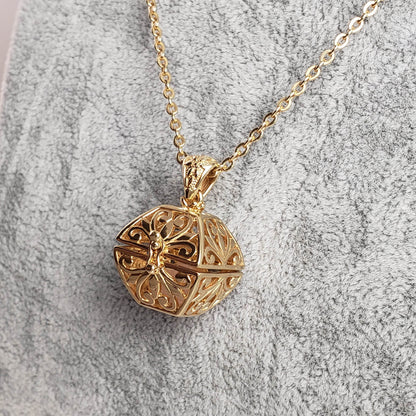 Byzantine Scrollwork 18K Gold Plated 8mm Loose Gemstone Charm Box Pendant - TurkishBling