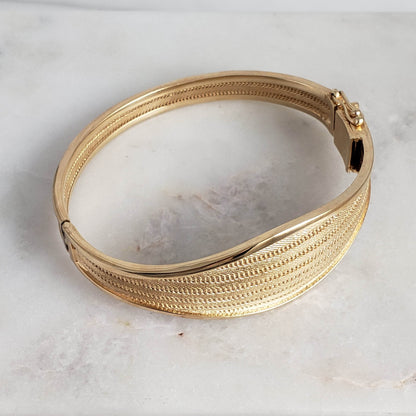 Wickerwork Hinged Cuff Bangle with Figure 8 Safety Lock - TurkishBling