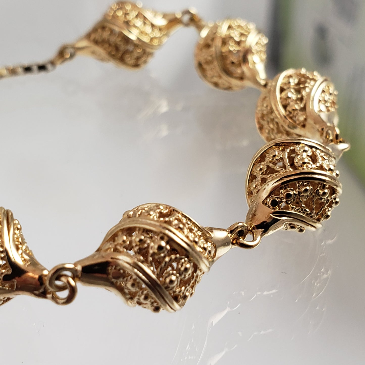 Turkish Nightingale Dimensional Filigree Bolo Bracelet with Slide Clasp