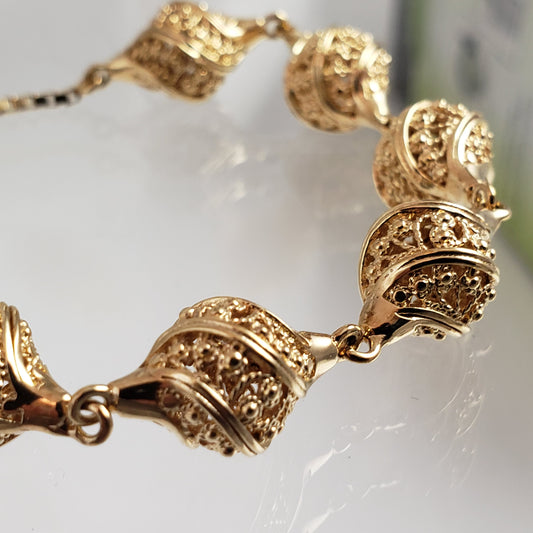 Turkish Nightingale Dimensional Filigree Bolo Bracelet with Slide Clasp