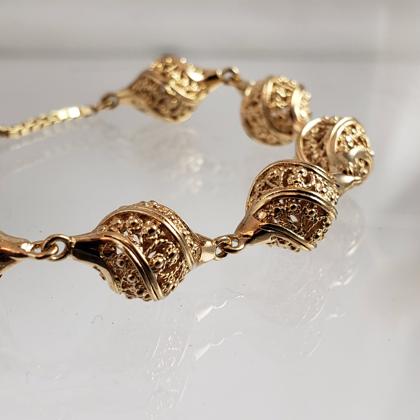 Turkish Nightingale Dimensional Filigree Bolo Bracelet with Slide Clasp