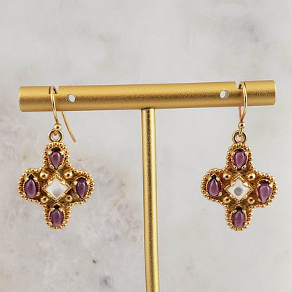 Enchanting Peridot Cross Byzantine Gemstone Earrings - TurkishBling