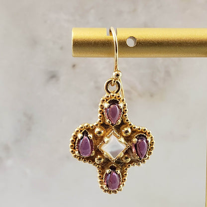 Enchanting Peridot Cross Byzantine Gemstone Earrings - TurkishBling