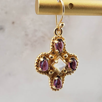 Enchanting Peridot Cross Byzantine Gemstone Earrings - TurkishBling