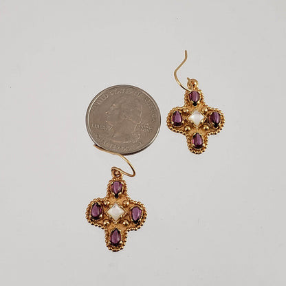 Enchanting Peridot Cross Byzantine Gemstone Earrings - TurkishBling