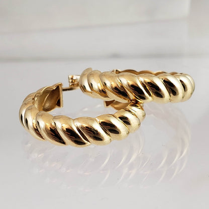 Rope Twist Hoop Earrings with Polished Finish - TurkishBling