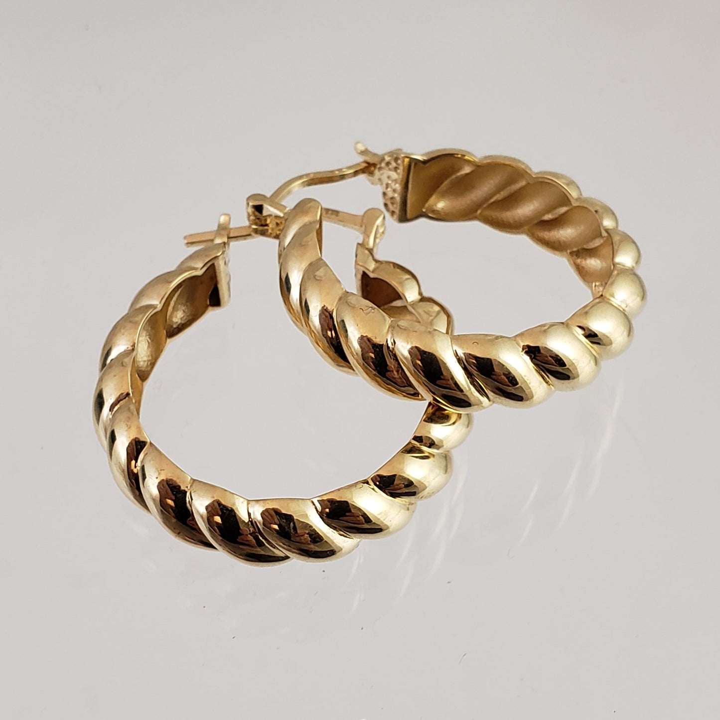 Golden Sculpted Cable Croissant Hoop Earrings