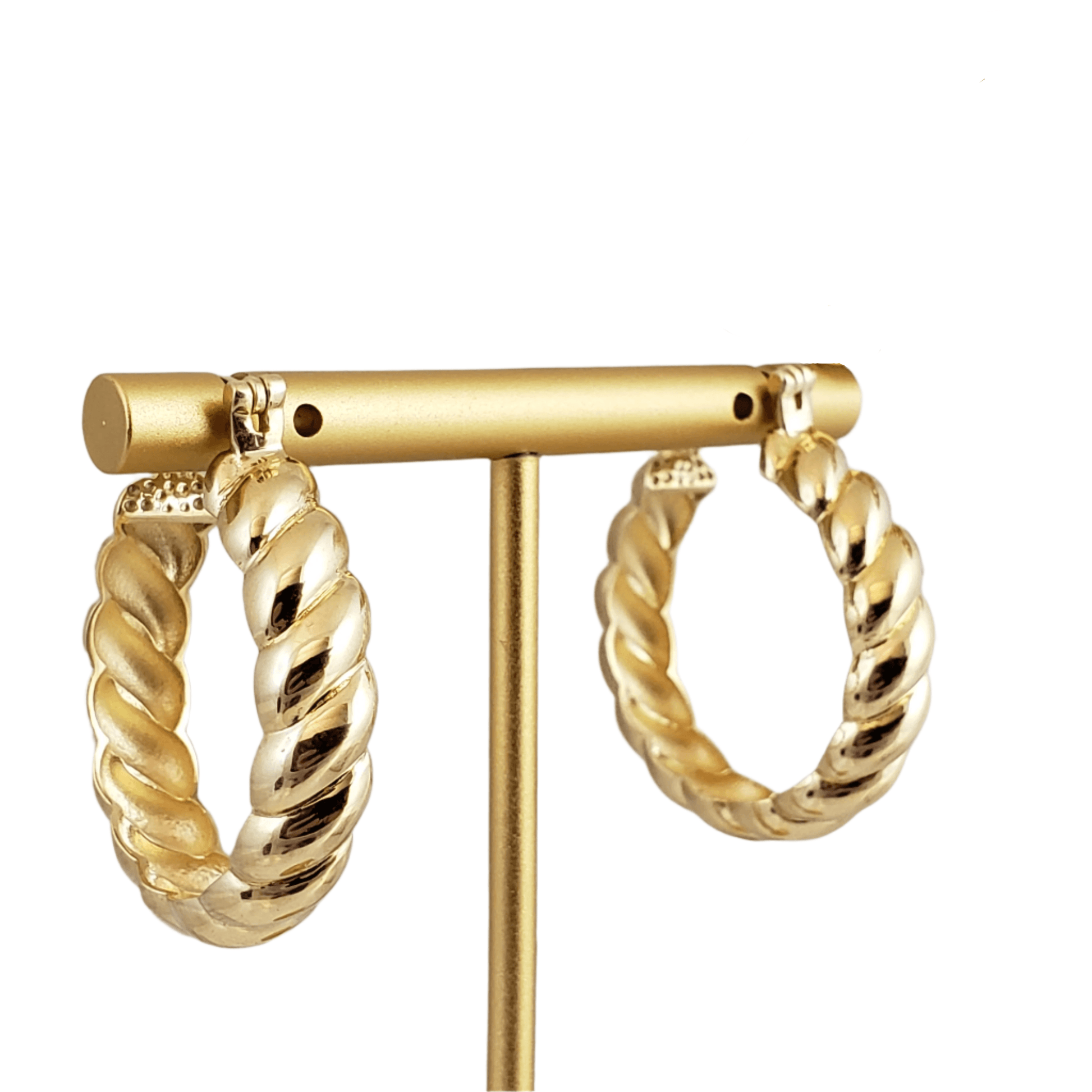 Rope Twist Hoop Earrings with Polished Finish - TurkishBling