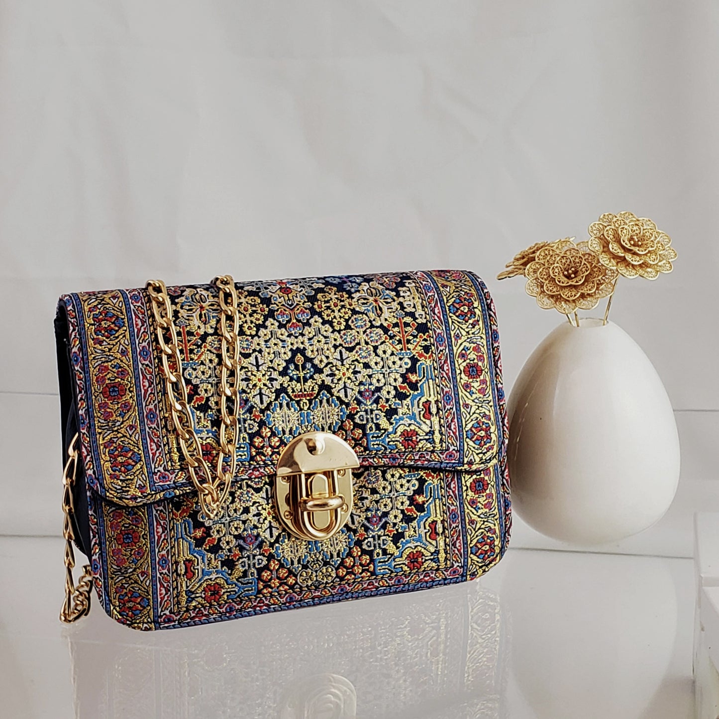 Turkish Tapestry Shoulder Bag with Chain Strap