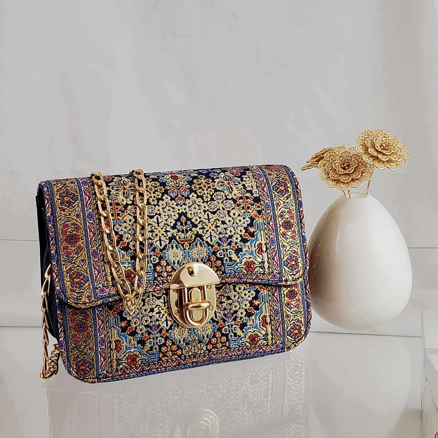 Turkish Tapestry Shoulder Bag with Chain Strap