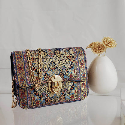 Turkish Tapestry Shoulder Bag with Chain Strap - TurkishBling