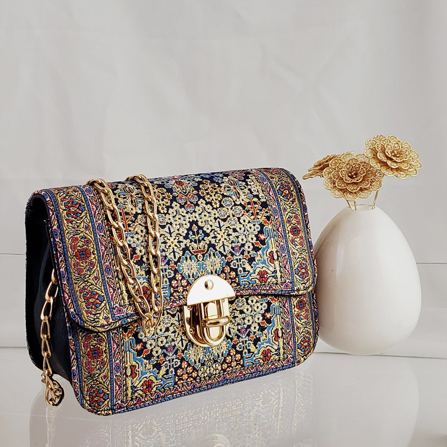 Turkish Tapestry Shoulder Bag with Chain Strap