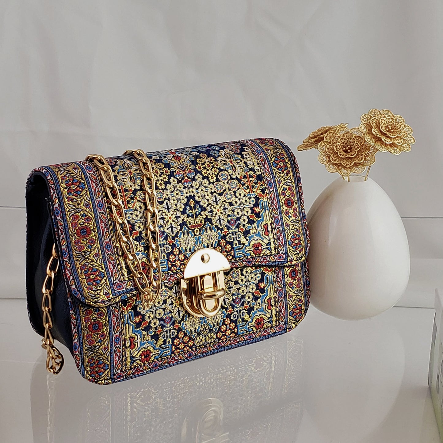 Turkish Tapestry Shoulder Bag with Chain Strap