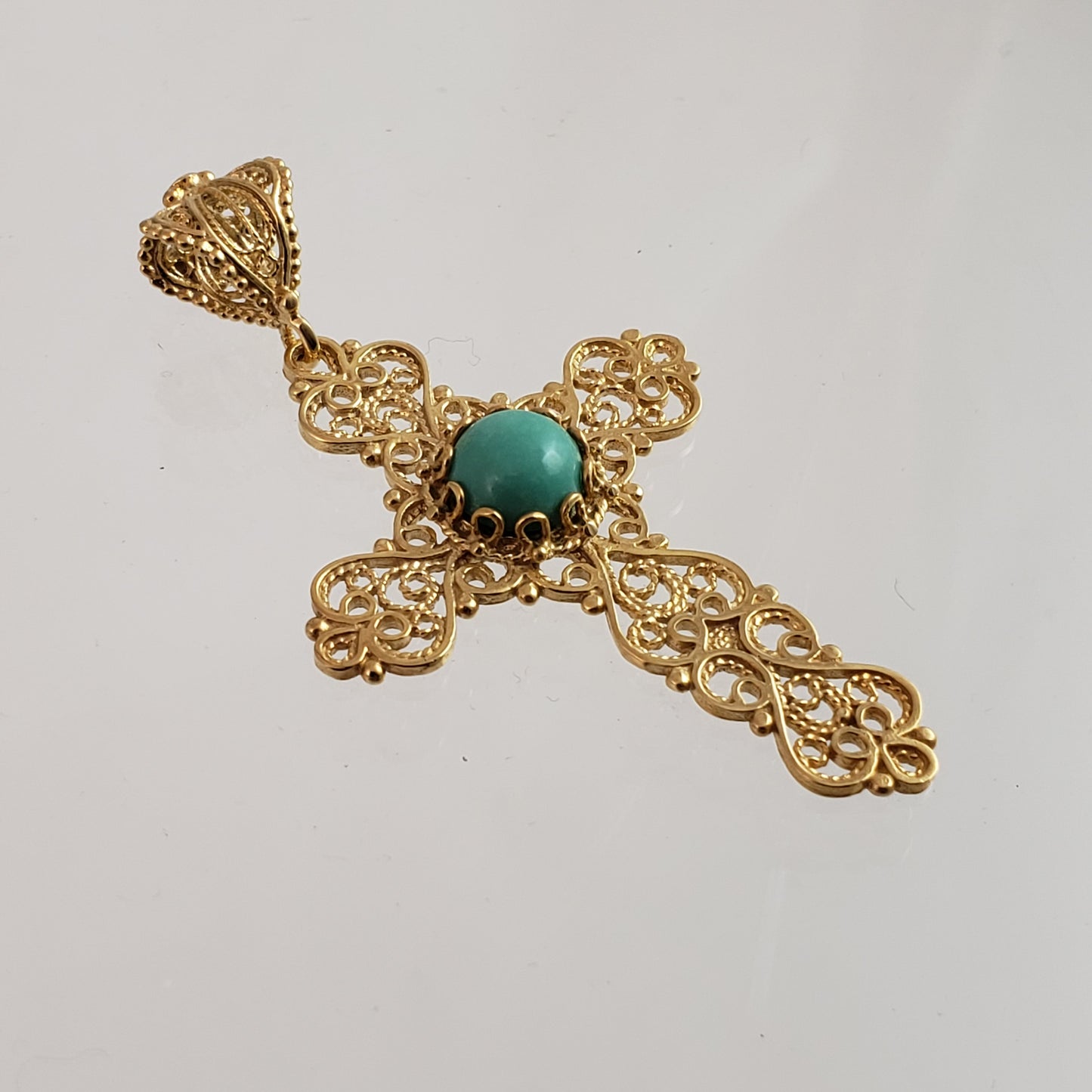 Turquoise  Cross Pendant 8mm