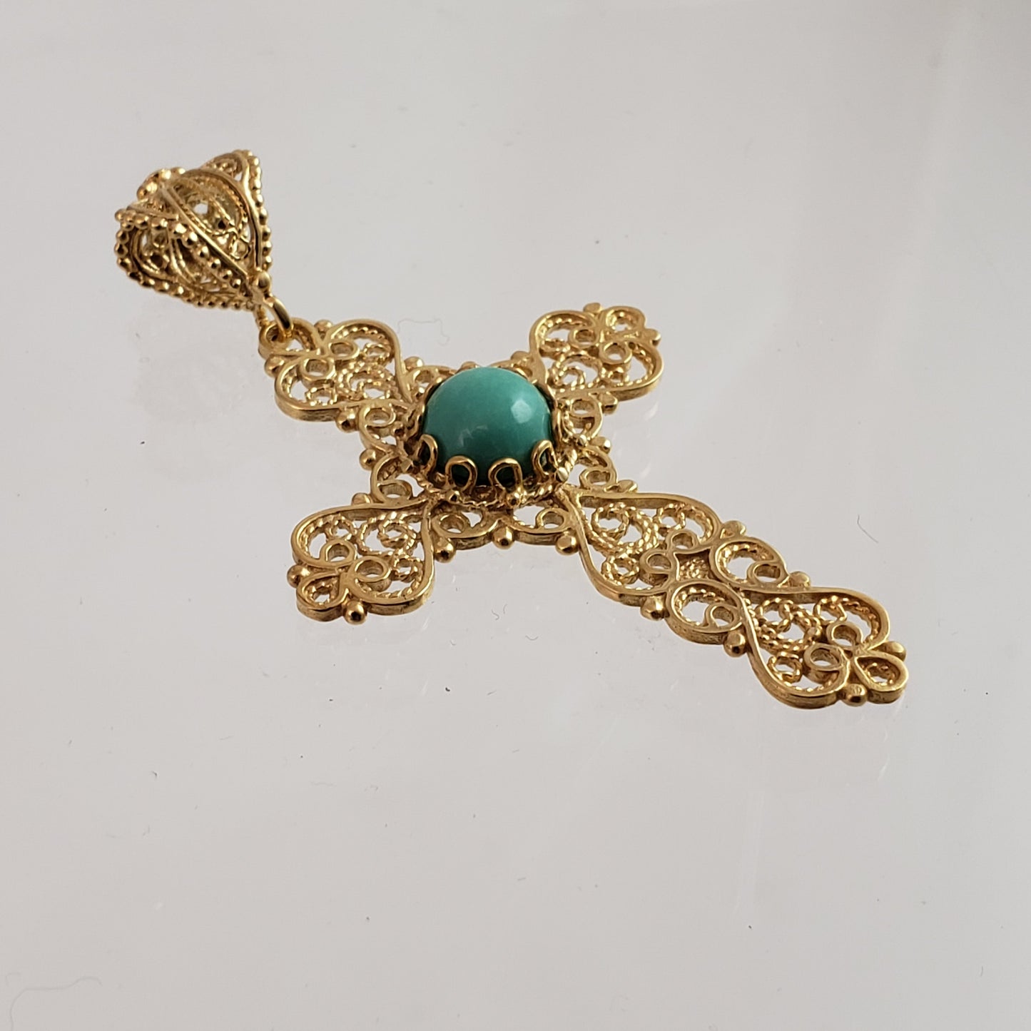 Turquoise  Cross Pendant 8mm