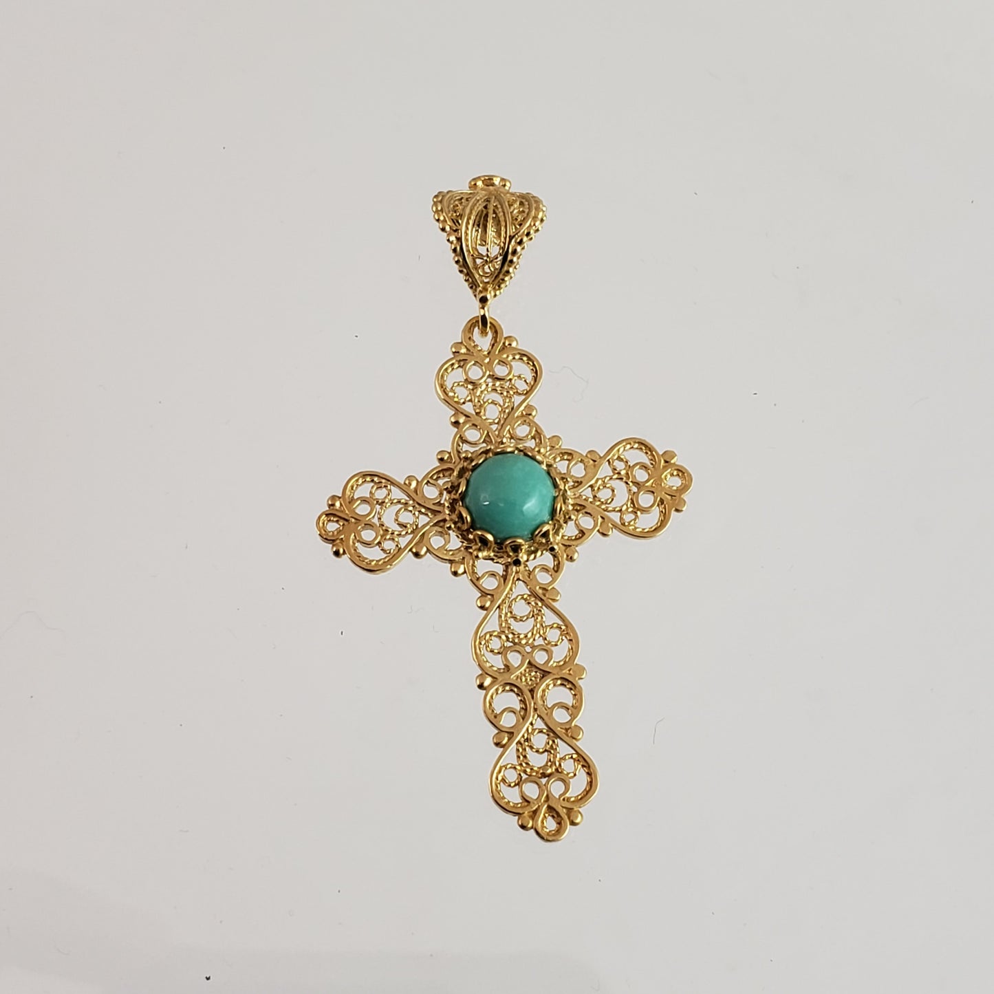 Turquoise  Cross Pendant 8mm