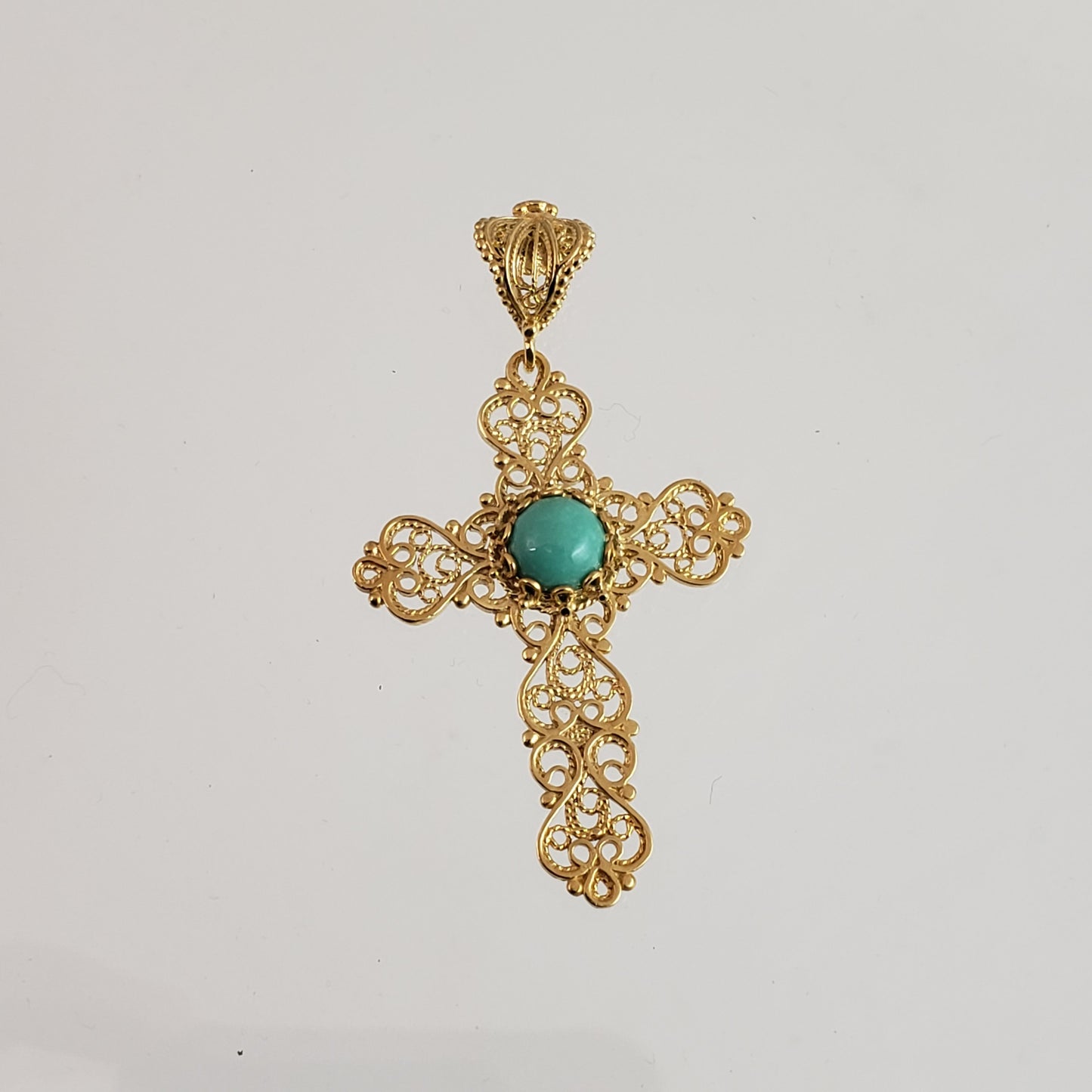 Turquoise  Cross Pendant 8mm