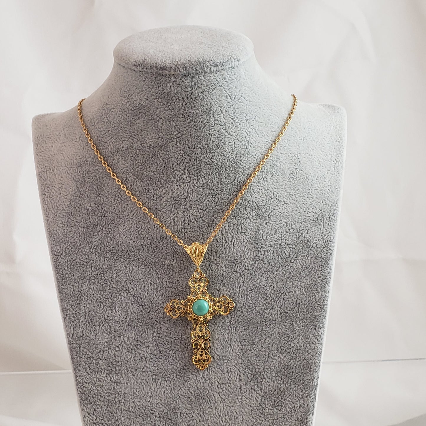 Turquoise  Cross Pendant 8mm