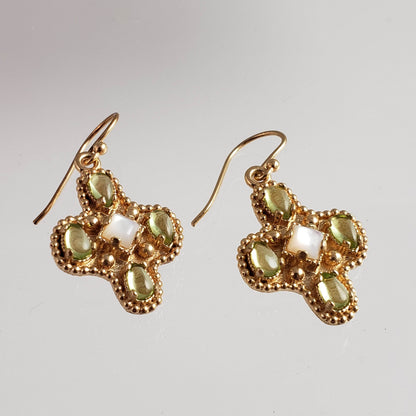 Enchanting Peridot Cross Byzantine Gemstone Earrings - TurkishBling