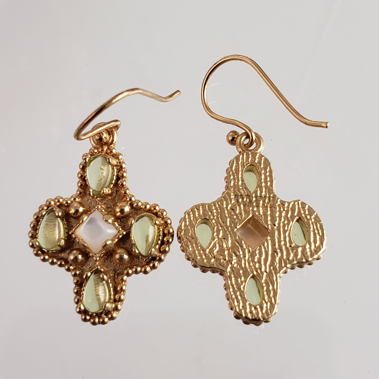 Enchanting Peridot Cross Byzantine Gemstone Earrings