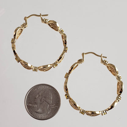 Filigree Floral Hoop Earrings with Gemstones - TurkishBling