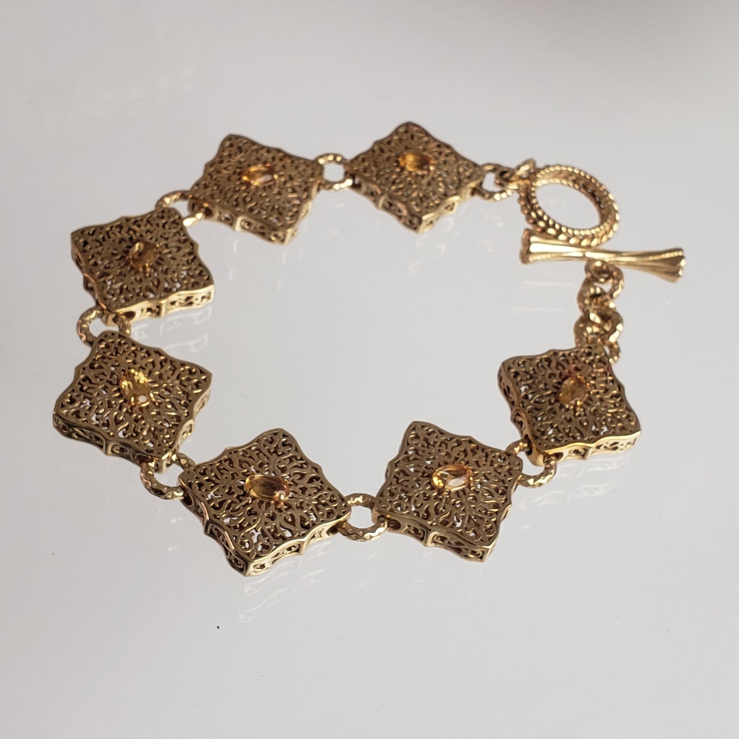 Luxurious Gemstone Panel Toggle Bracelet