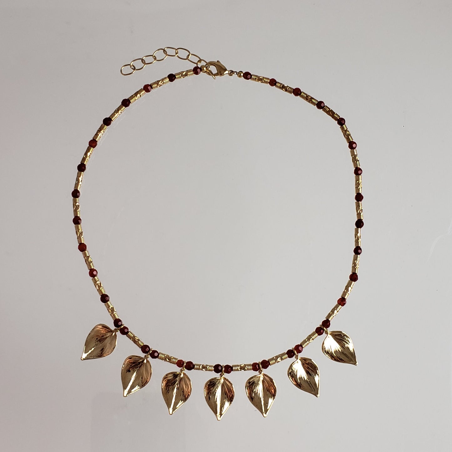 Carnelian Floral Leaf Necklace