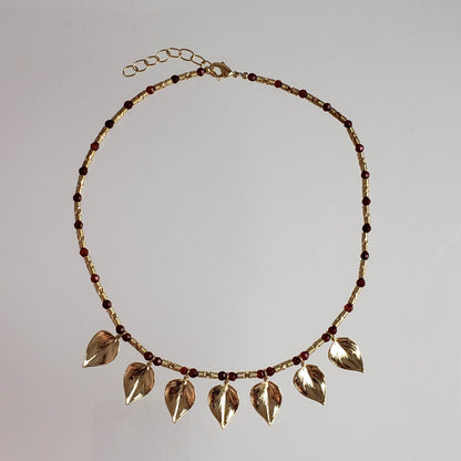 Carnelian Floral Leaf Necklace - TurkishBling