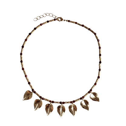 Carnelian Floral Leaf Necklace - TurkishBling