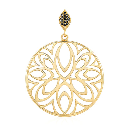 Openwork Medallion Pendant with Black Spinels