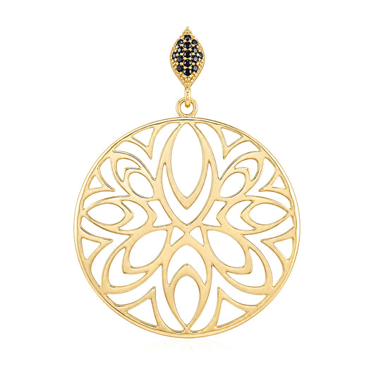 Openwork Medallion Pendant with Black Spinels