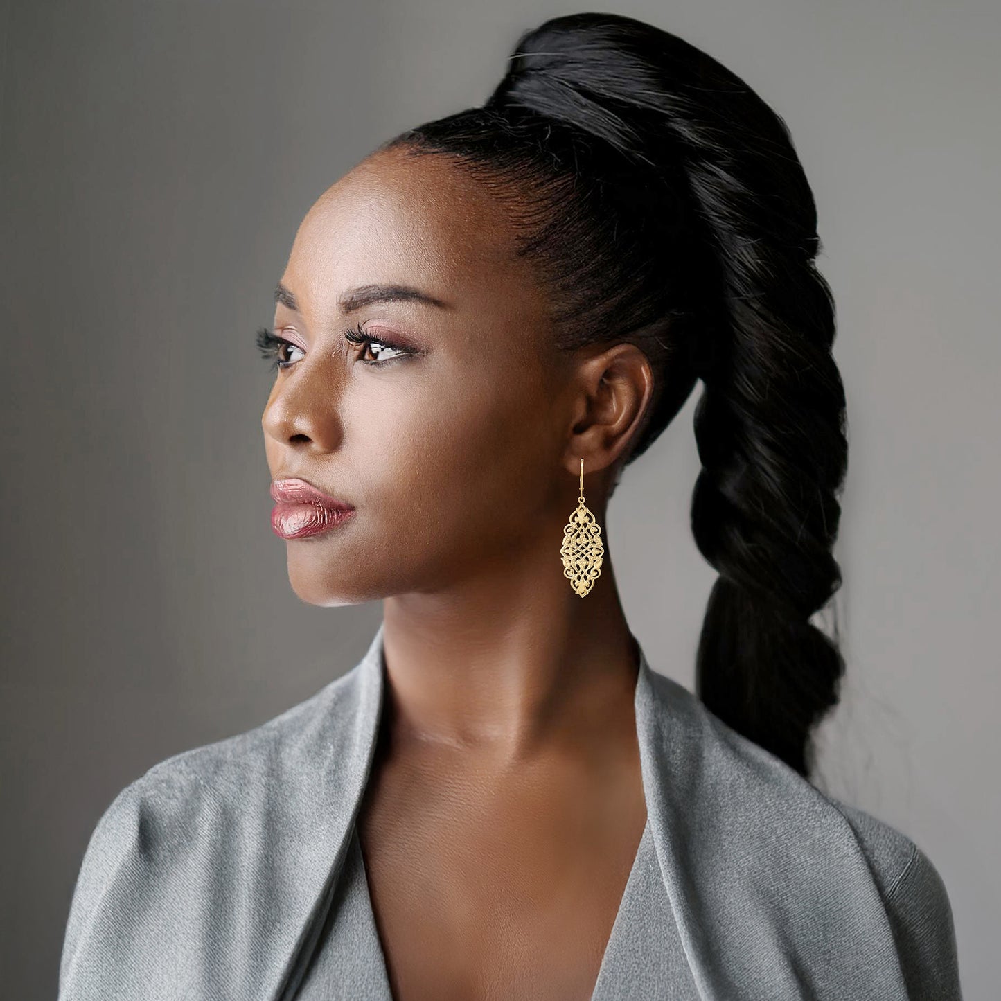 Ornate Openwork Scrollwork Drop Earrings