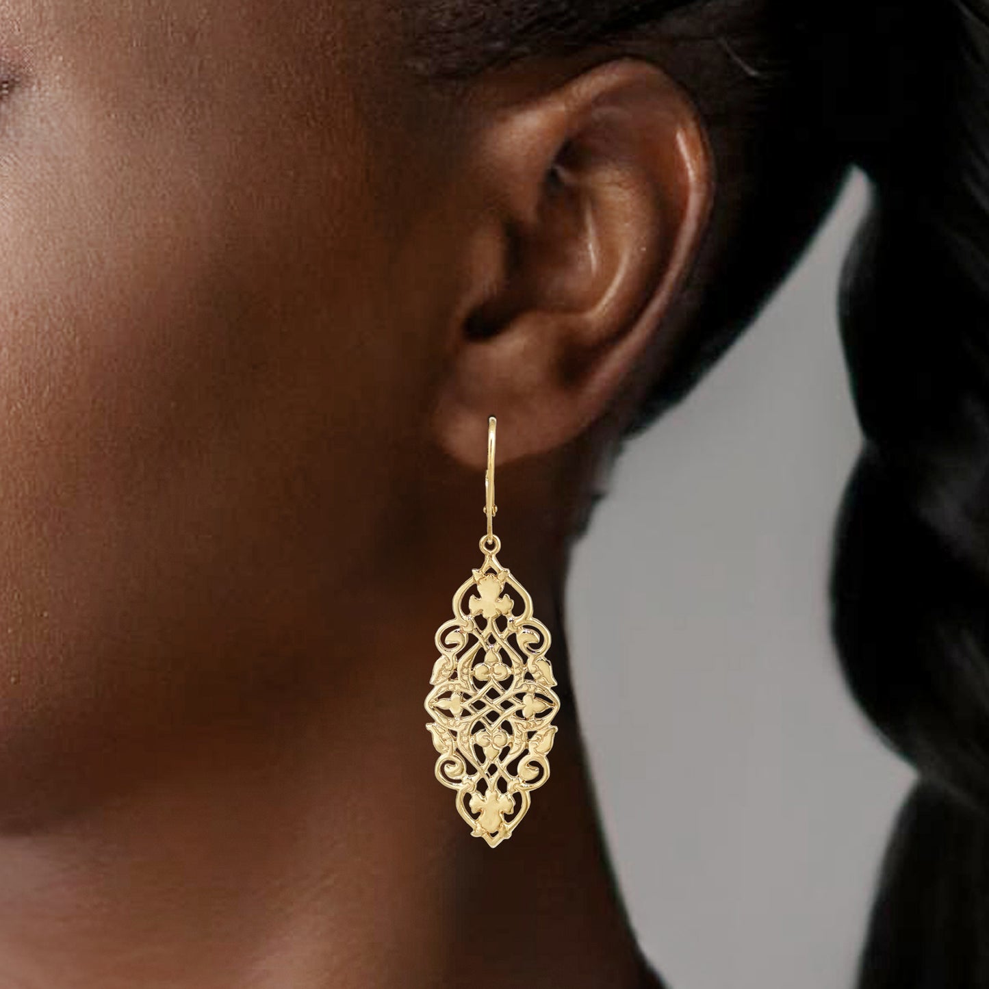 Ornate Openwork Scrollwork Drop Earrings