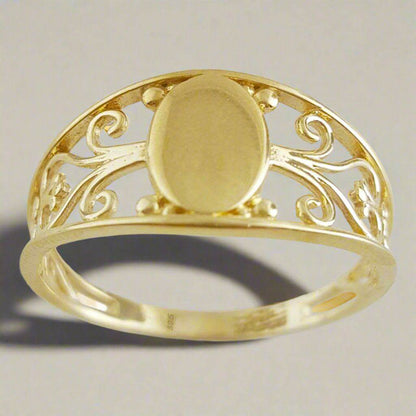 Vintage Engravable Gold Ring - 18k, 14k, 10k - TurkishBling