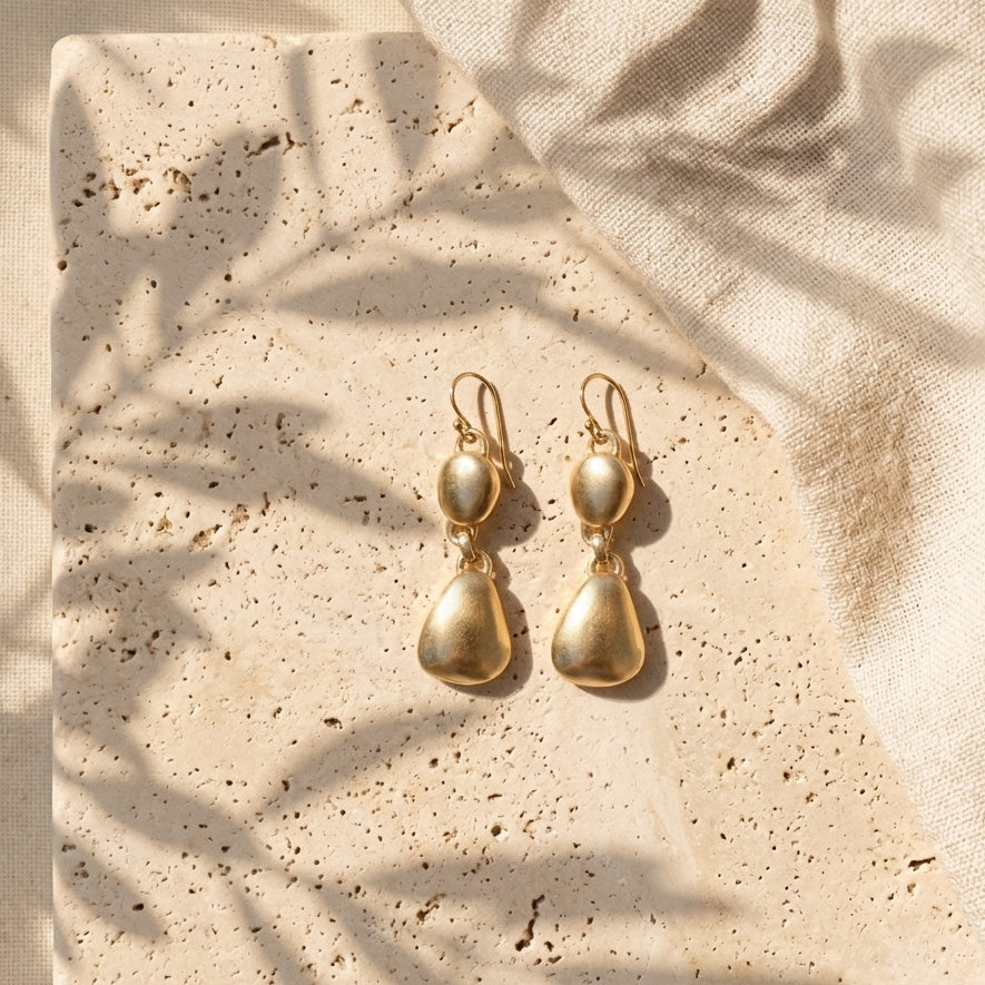 Pebble Double Drop Earrings