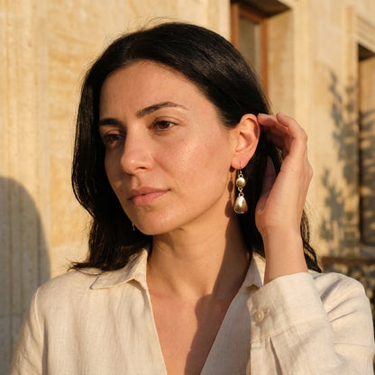 Pebble Double Drop Earrings