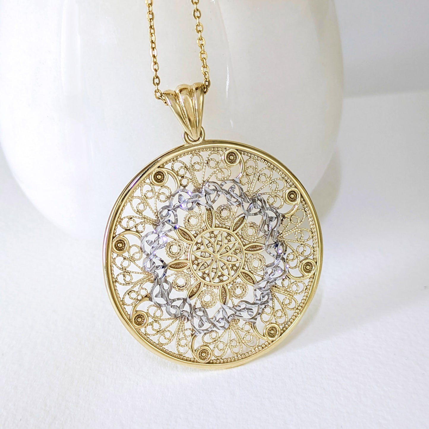 Filigree Mandala Pendant Round Openwork Medallion
