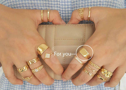 Solid Gold Engravable Cushion Signet Ring - 18k, 14k, 10k - TurkishBling