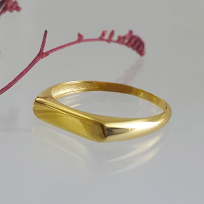 Engravable Minimalist Gold Ring - 10k,14k,18k - TurkishBling