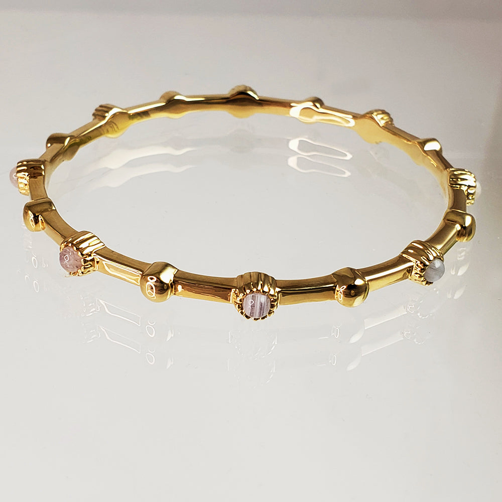 Bracelet with Moonstone and Modern Lines Gold Plated