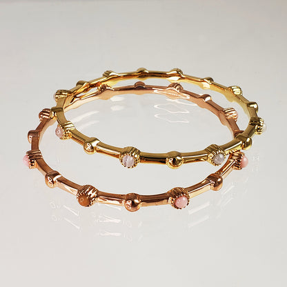 Bracelet with Moonstone and Modern Lines Gold Plated