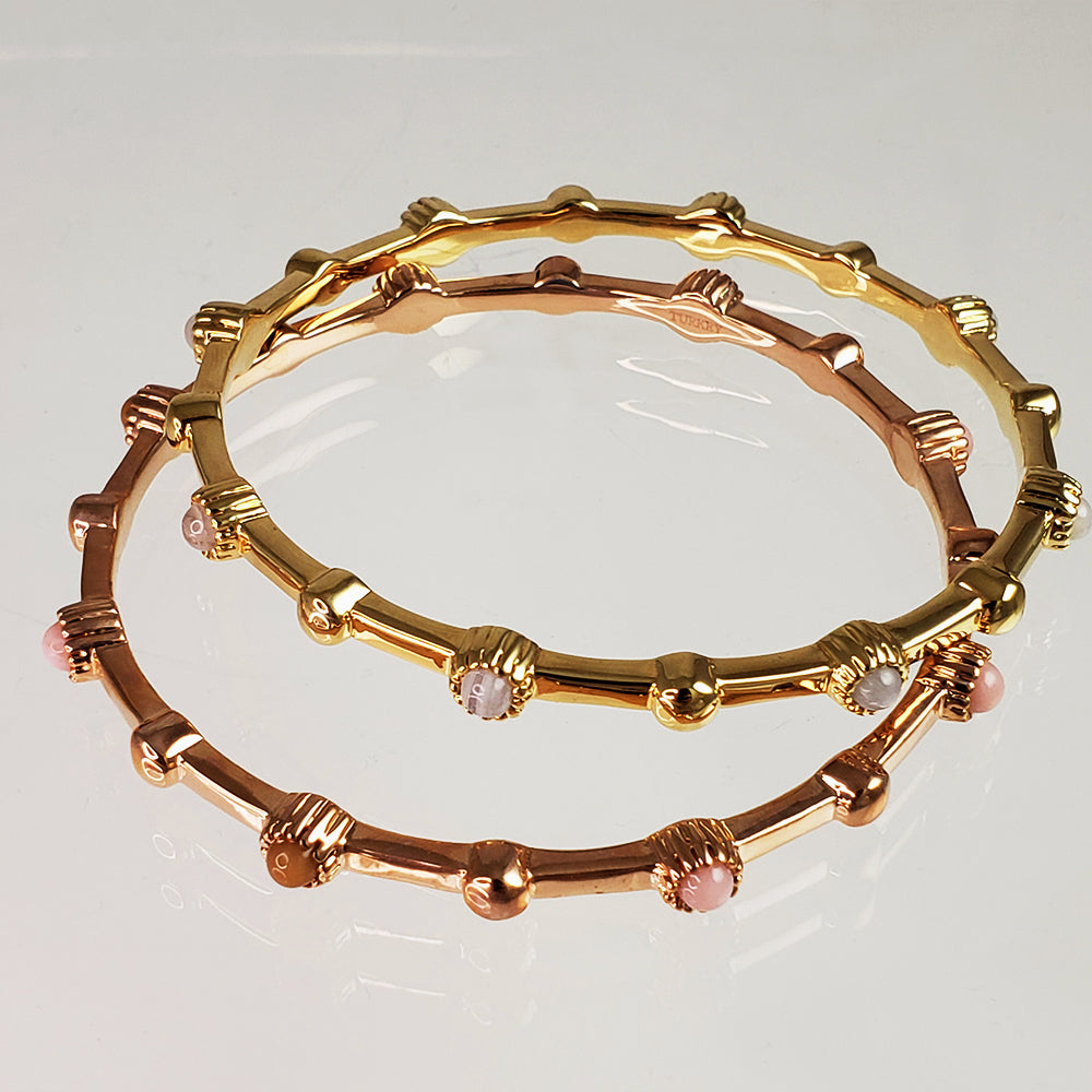 Bracelet with Moonstone and Modern Lines Gold Plated