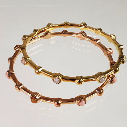 Bracelet with Moonstone and Modern Lines Gold Plated