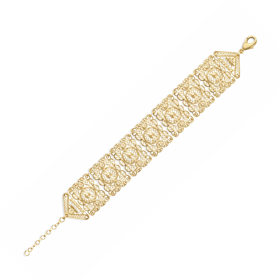 Statement Filigree Panel Bracelet with Toggle Clasp